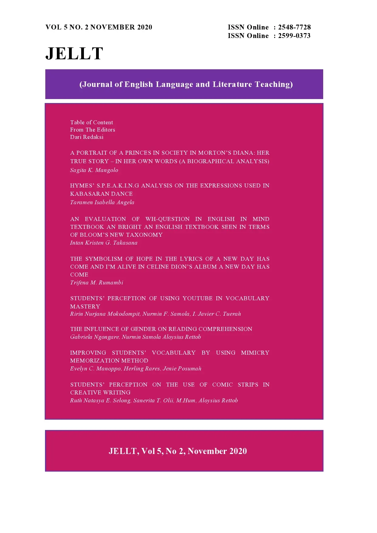 Journal of English Language and Literature Teaching