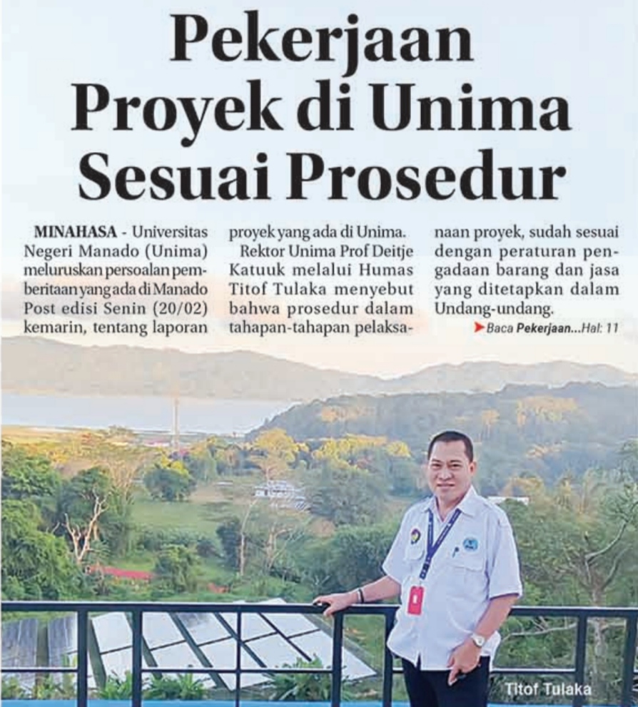 Pekerjaan Proyek di Unima sesuai prosedur