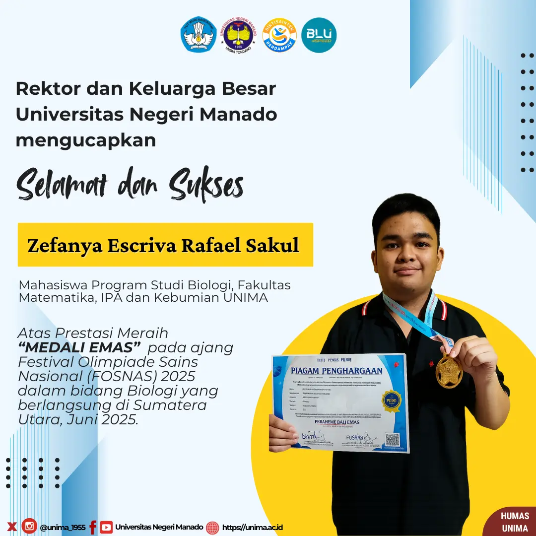 Mahasiswa Biologi UNIMA Tampil Gemilang dengan Medali Emas di FOSNAS 2025