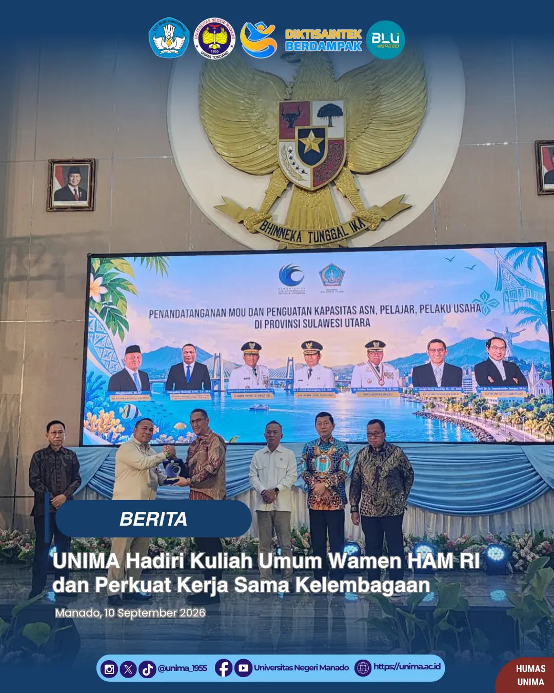 UNIMA Hadiri Kuliah Umum Wamen HAM RI dan Perkuat Kerja Sama Kelembagaan