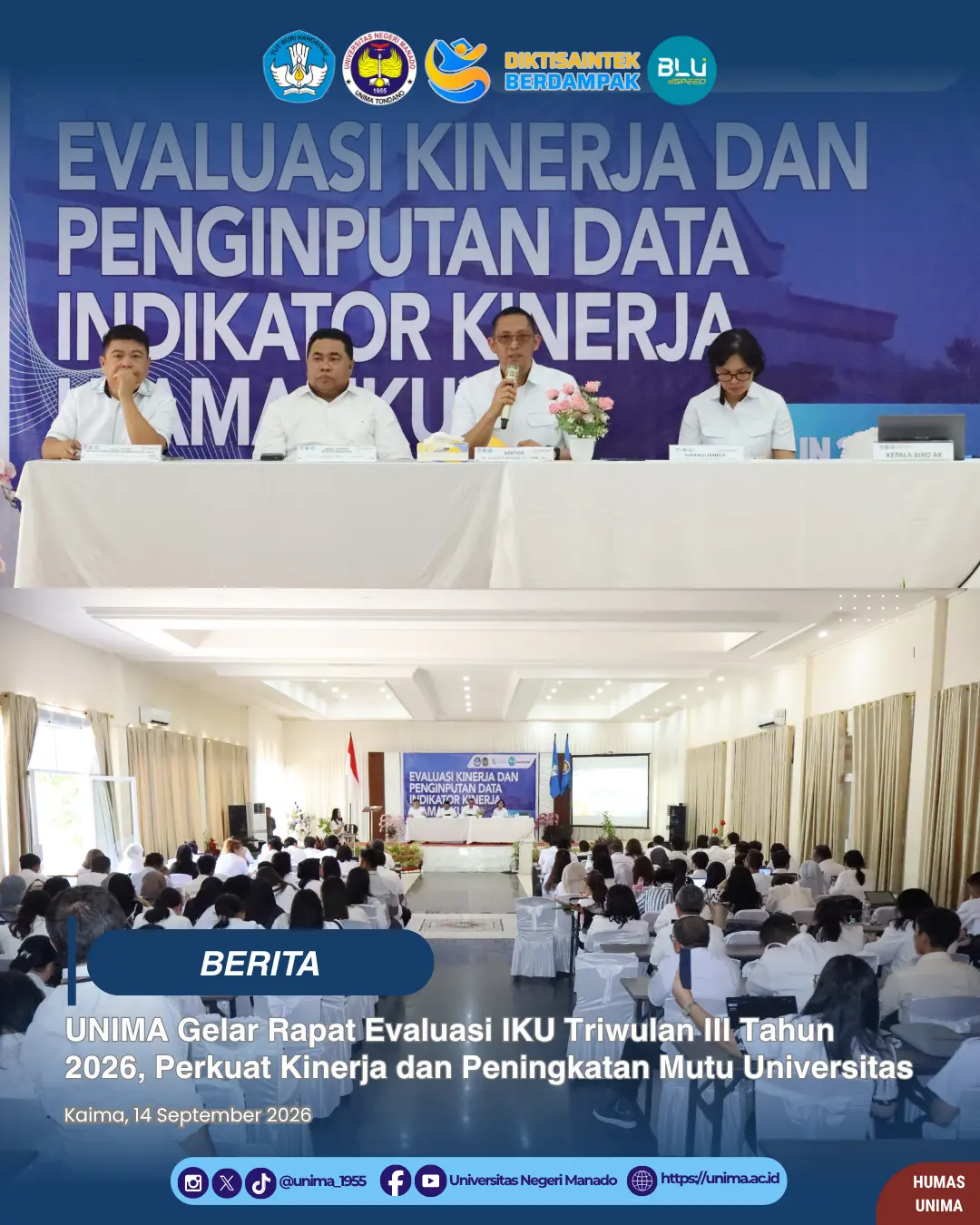UNIMA Gelar Rapat Evaluasi IKU Triwulan III Tahun 2026, Perkuat Kinerja dan Peningkatan Mutu Universitas